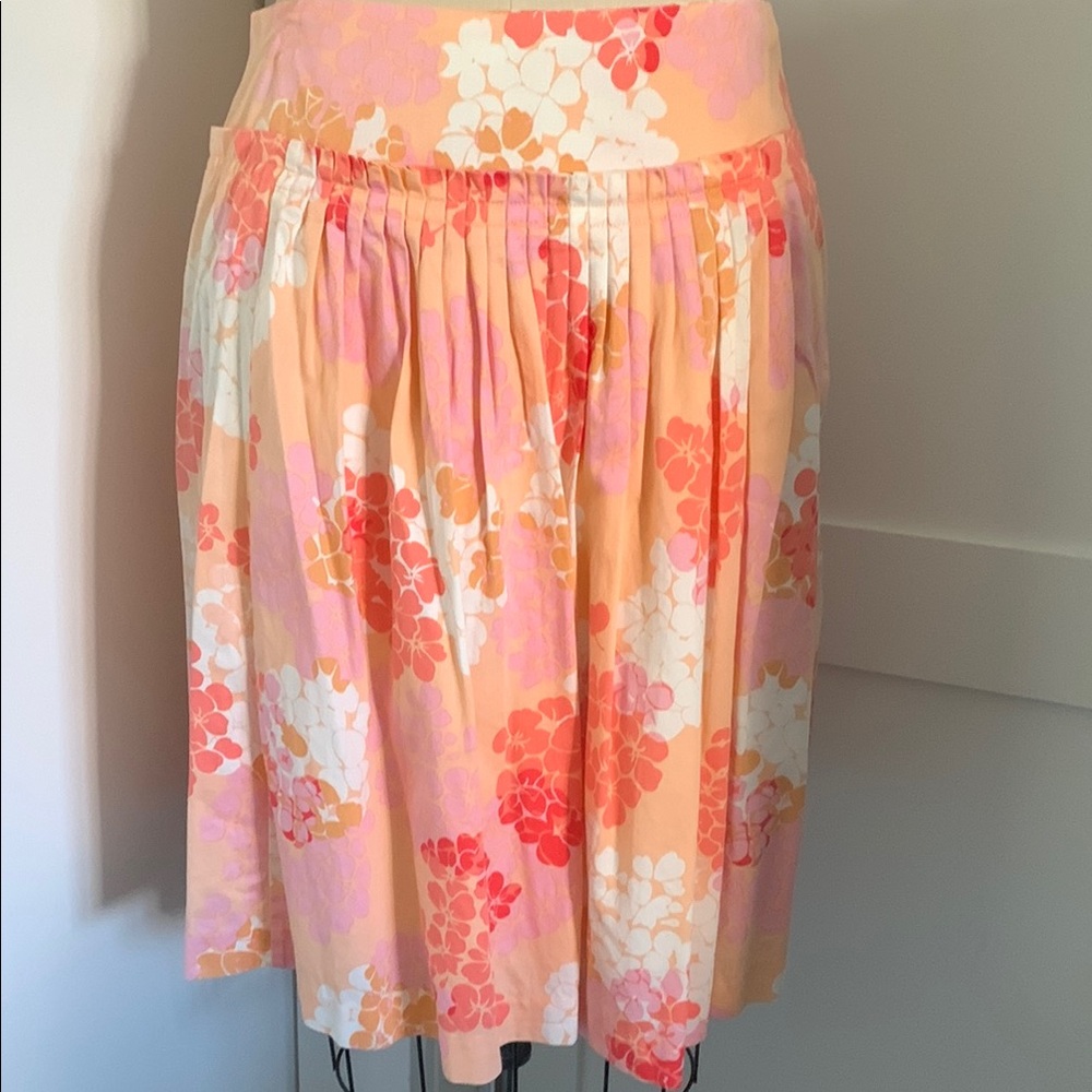 Odille 100% Cotton Orange and White Skirt Knee-Length Resort Wear